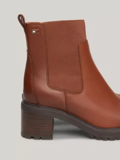 Chelsea Boots|Botki*Tommy Hilfiger Skórzane Sztyblety Z Emaliowaną Flagą COGNAC BROWN