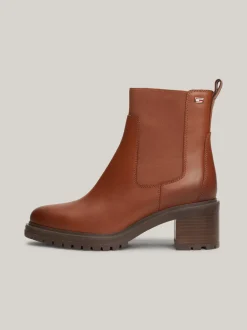 Chelsea Boots|Botki*Tommy Hilfiger Skórzane Sztyblety Z Emaliowaną Flagą COGNAC BROWN