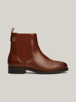Chelsea Boots|Botki*Tommy Hilfiger Skórzane Sztyblety Z Plakietką COGNAC BROWN