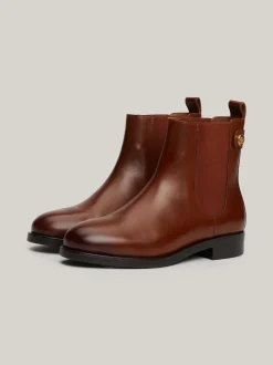 Chelsea Boots|Botki*Tommy Hilfiger Skórzane Sztyblety Z Plakietką COGNAC BROWN