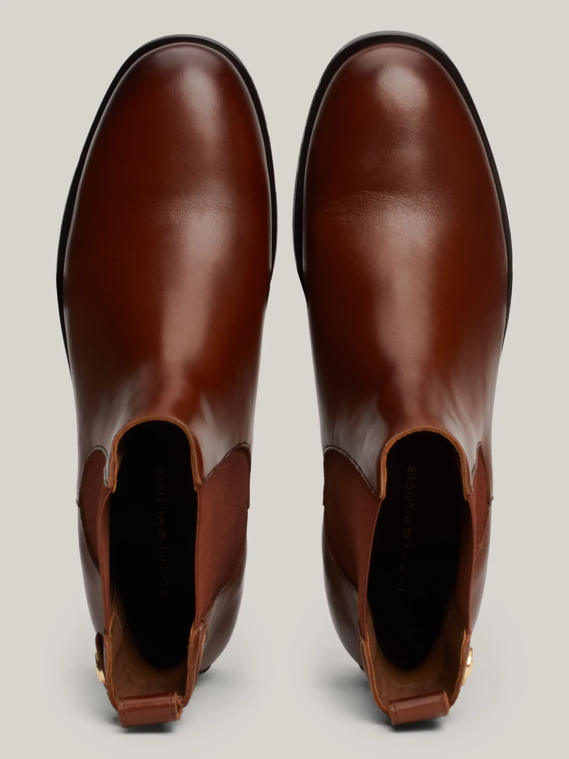 Chelsea Boots|Botki*Tommy Hilfiger Skórzane Sztyblety Z Plakietką COGNAC BROWN