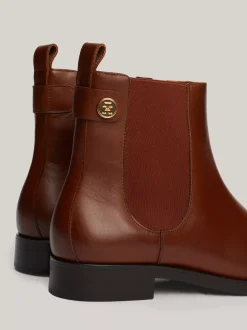 Chelsea Boots|Botki*Tommy Hilfiger Skórzane Sztyblety Z Plakietką COGNAC BROWN