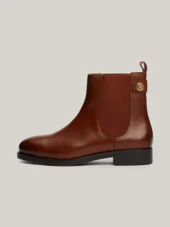 Chelsea Boots|Botki*Tommy Hilfiger Skórzane Sztyblety Z Plakietką COGNAC BROWN