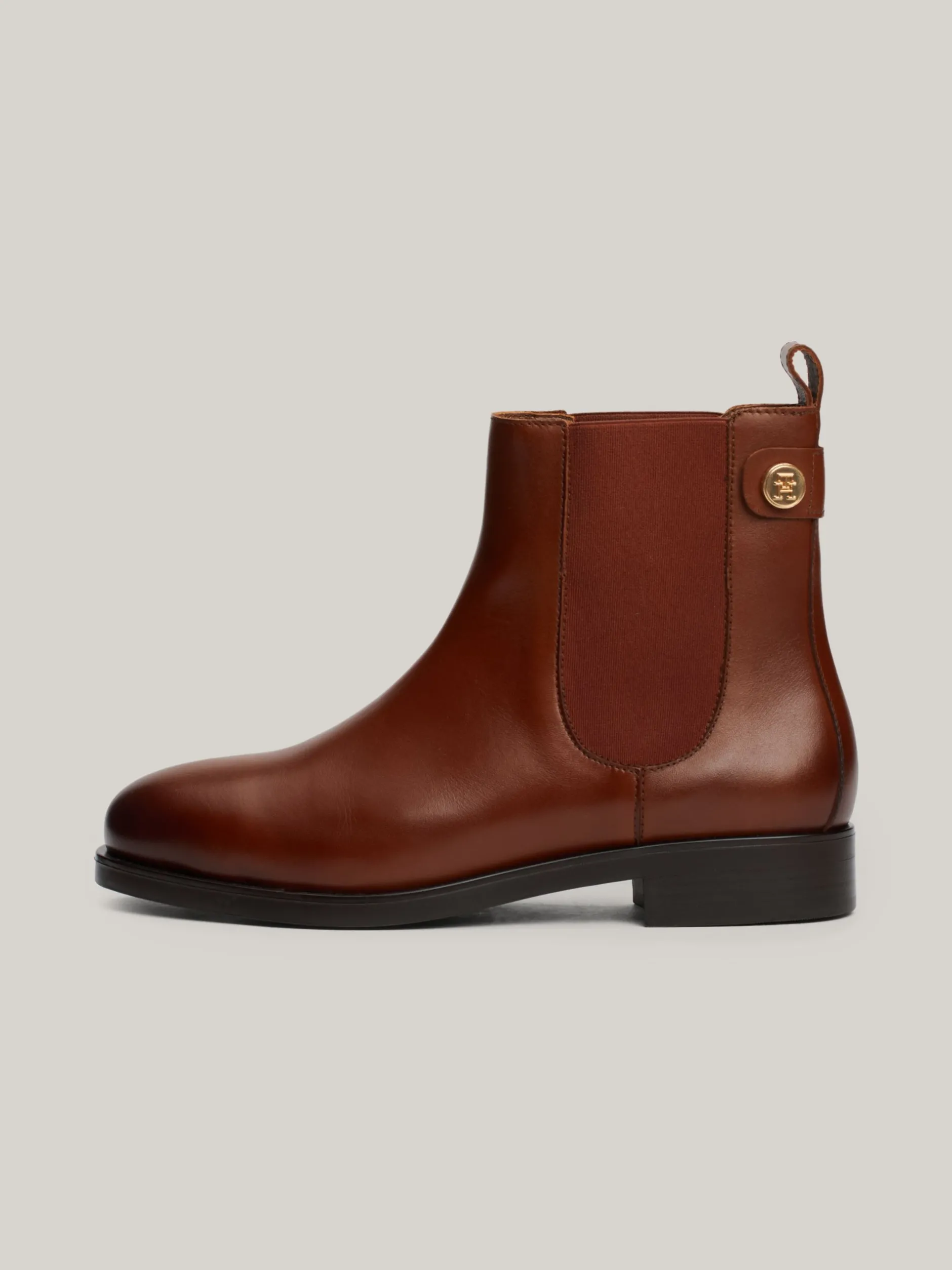 Chelsea Boots|Botki*Tommy Hilfiger Skórzane Sztyblety Z Plakietką COGNAC BROWN