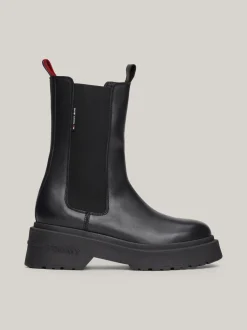Chelsea Boots|Botki*Tommy Hilfiger Skórzane Sztyblety Z Podeszwą Z Protektorem BLACK