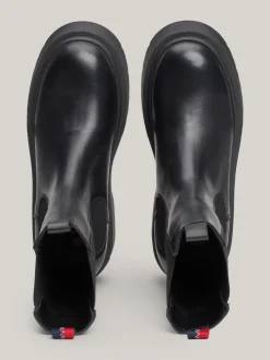 Chelsea Boots|Botki*Tommy Hilfiger Skórzane Sztyblety Z Podeszwą Z Protektorem BLACK