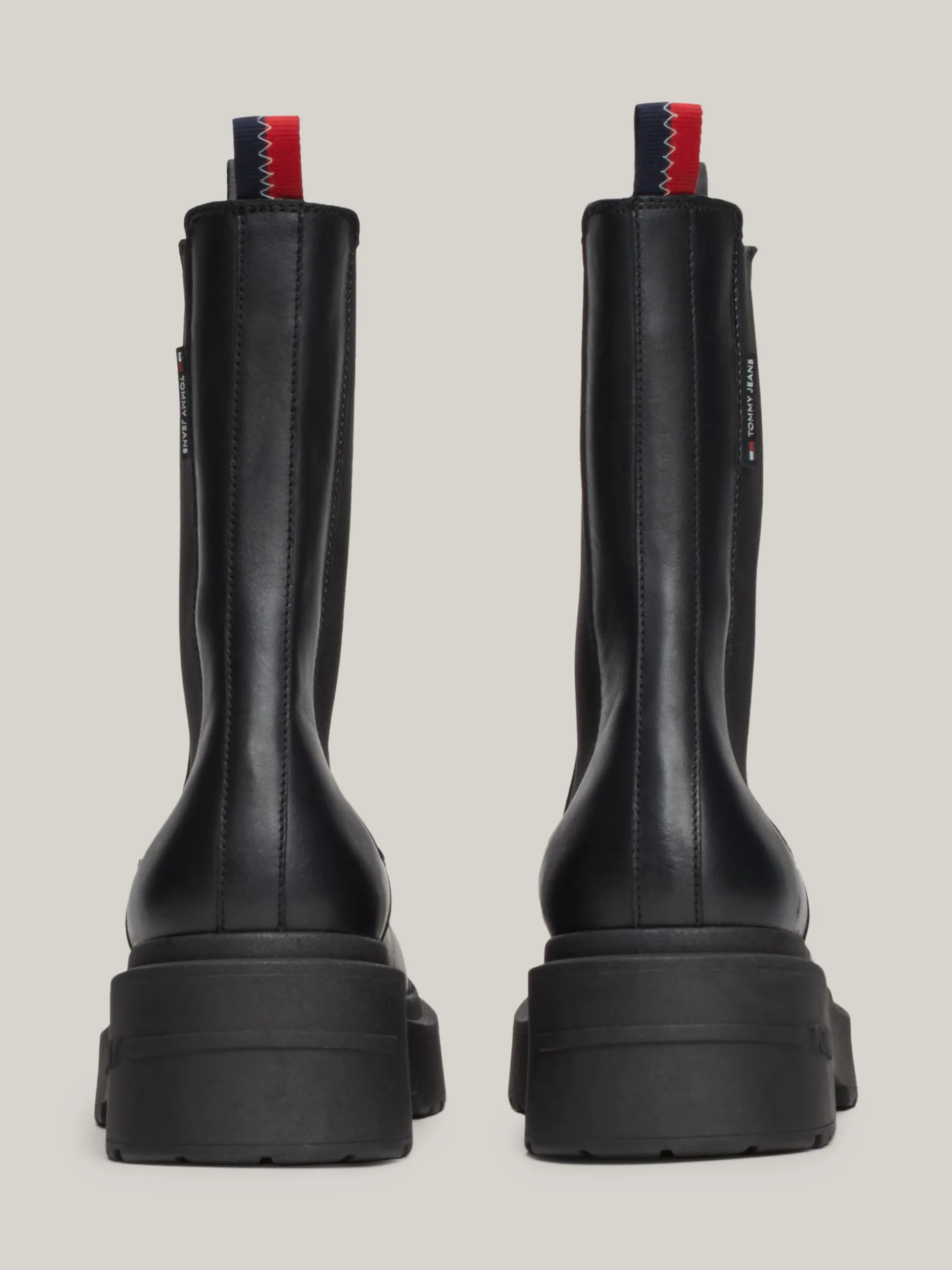 Chelsea Boots|Botki*Tommy Hilfiger Skórzane Sztyblety Z Podeszwą Z Protektorem BLACK