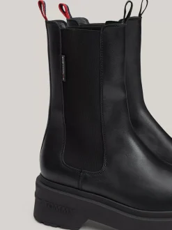 Chelsea Boots|Botki*Tommy Hilfiger Skórzane Sztyblety Z Podeszwą Z Protektorem BLACK