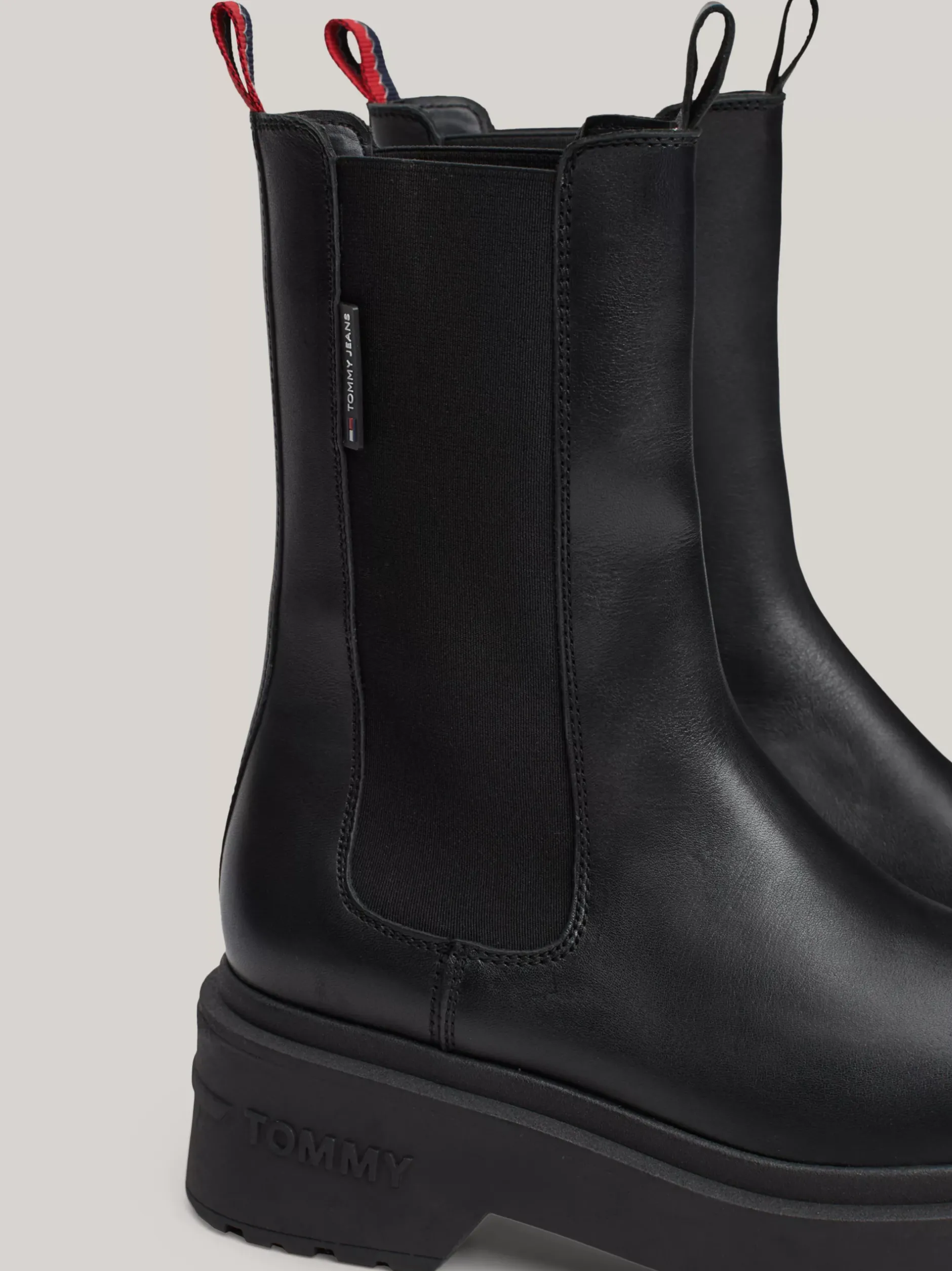 Chelsea Boots|Botki*Tommy Hilfiger Skórzane Sztyblety Z Podeszwą Z Protektorem BLACK