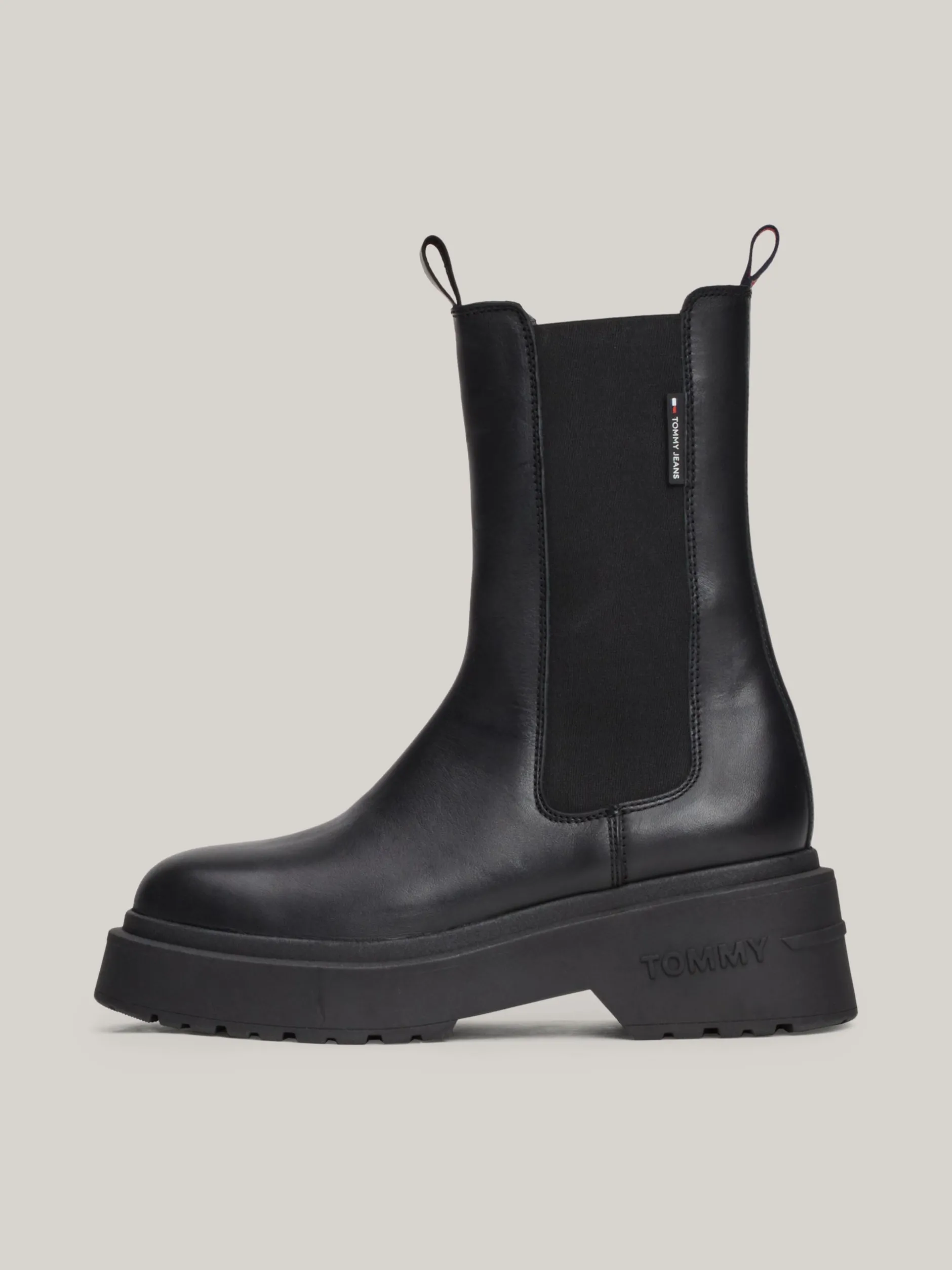 Chelsea Boots|Botki*Tommy Hilfiger Skórzane Sztyblety Z Podeszwą Z Protektorem BLACK
