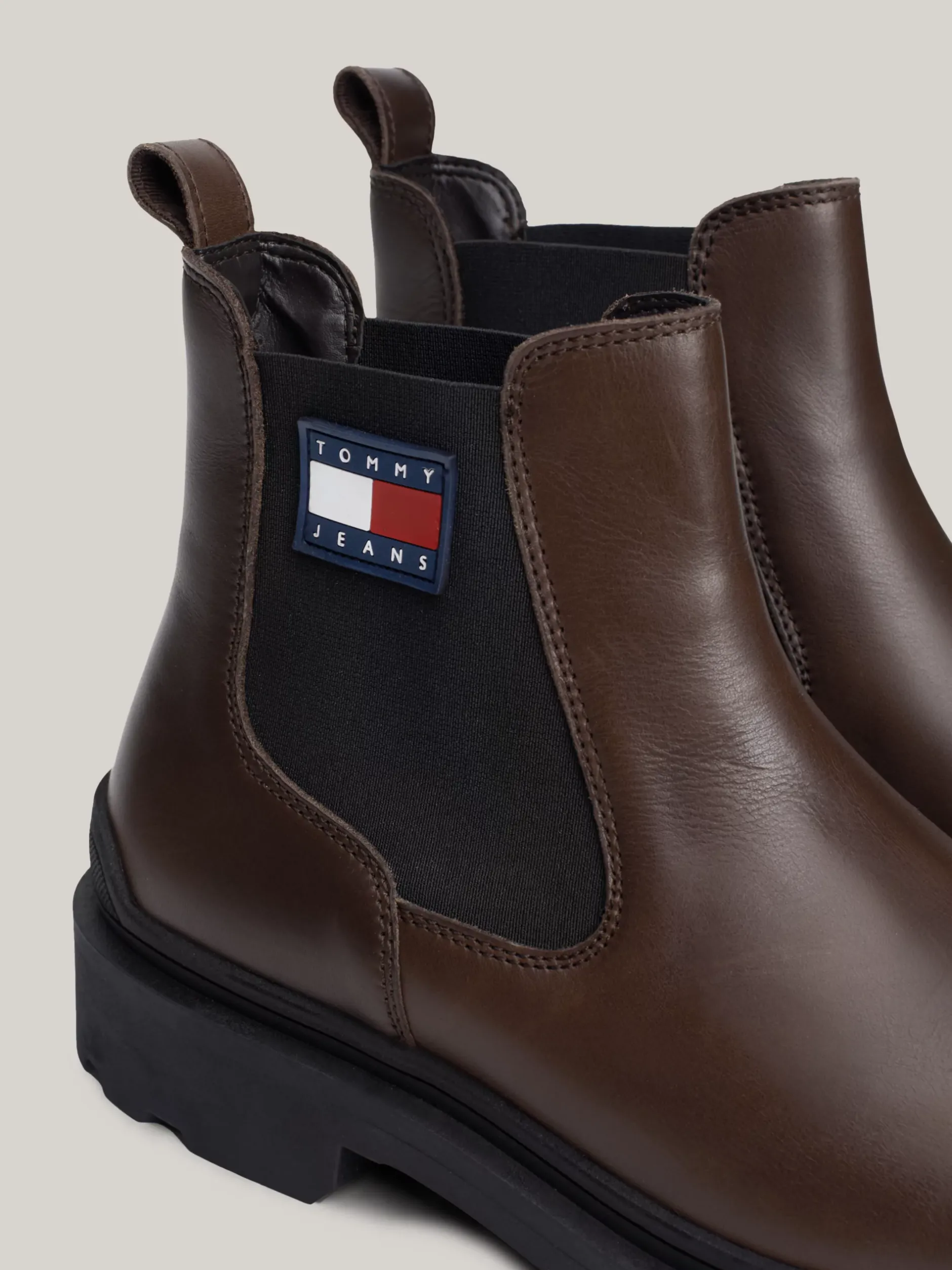 Sztyblety|Buty*Tommy Hilfiger Skórzane Sztyblety Z Protektorem I Logo VELVET BROWN