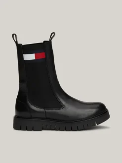 Chelsea Boots|Botki*Tommy Hilfiger Skórzane Sztyblety Z Protektorem BLACK