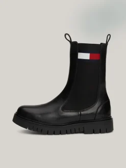 Chelsea Boots|Botki*Tommy Hilfiger Skórzane Sztyblety Z Protektorem BLACK