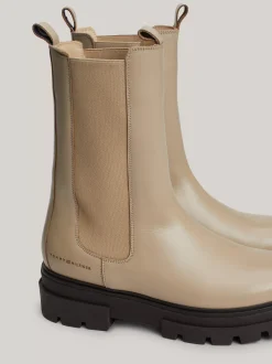 Chelsea Boots|Botki*Tommy Hilfiger Skórzane Sztyblety Z Protektorem BEIGE