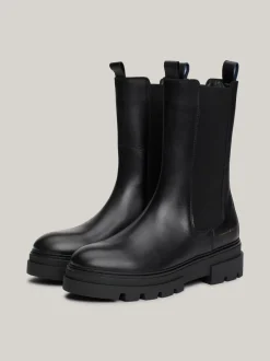 Chelsea Boots|Botki*Tommy Hilfiger Skórzane Sztyblety Z Protektorem BLACK