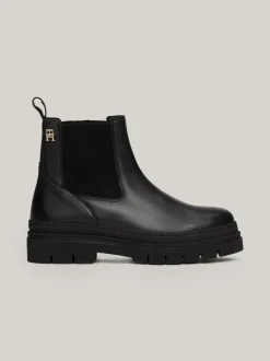 Chelsea Boots|Botki*Tommy Hilfiger Skórzane Sztyblety Z Protektorem TH Monogram BLACK