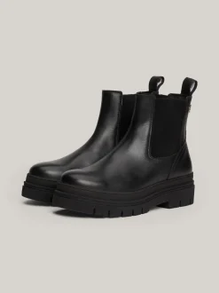 Chelsea Boots|Botki*Tommy Hilfiger Skórzane Sztyblety Z Protektorem TH Monogram BLACK