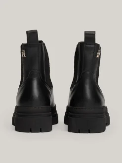 Chelsea Boots|Botki*Tommy Hilfiger Skórzane Sztyblety Z Protektorem TH Monogram BLACK