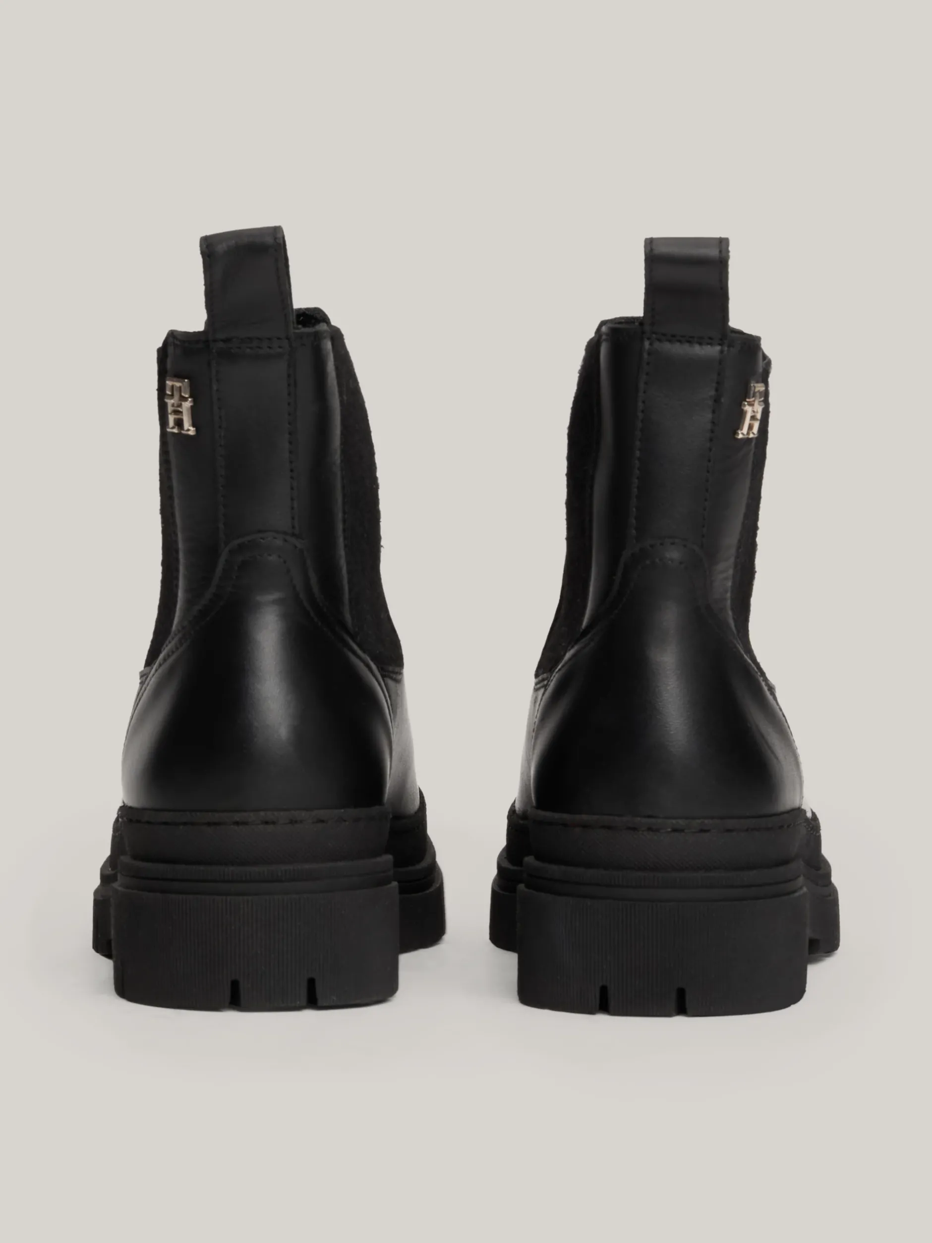 Chelsea Boots|Botki*Tommy Hilfiger Skórzane Sztyblety Z Protektorem TH Monogram BLACK