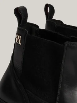 Chelsea Boots|Botki*Tommy Hilfiger Skórzane Sztyblety Z Protektorem TH Monogram BLACK