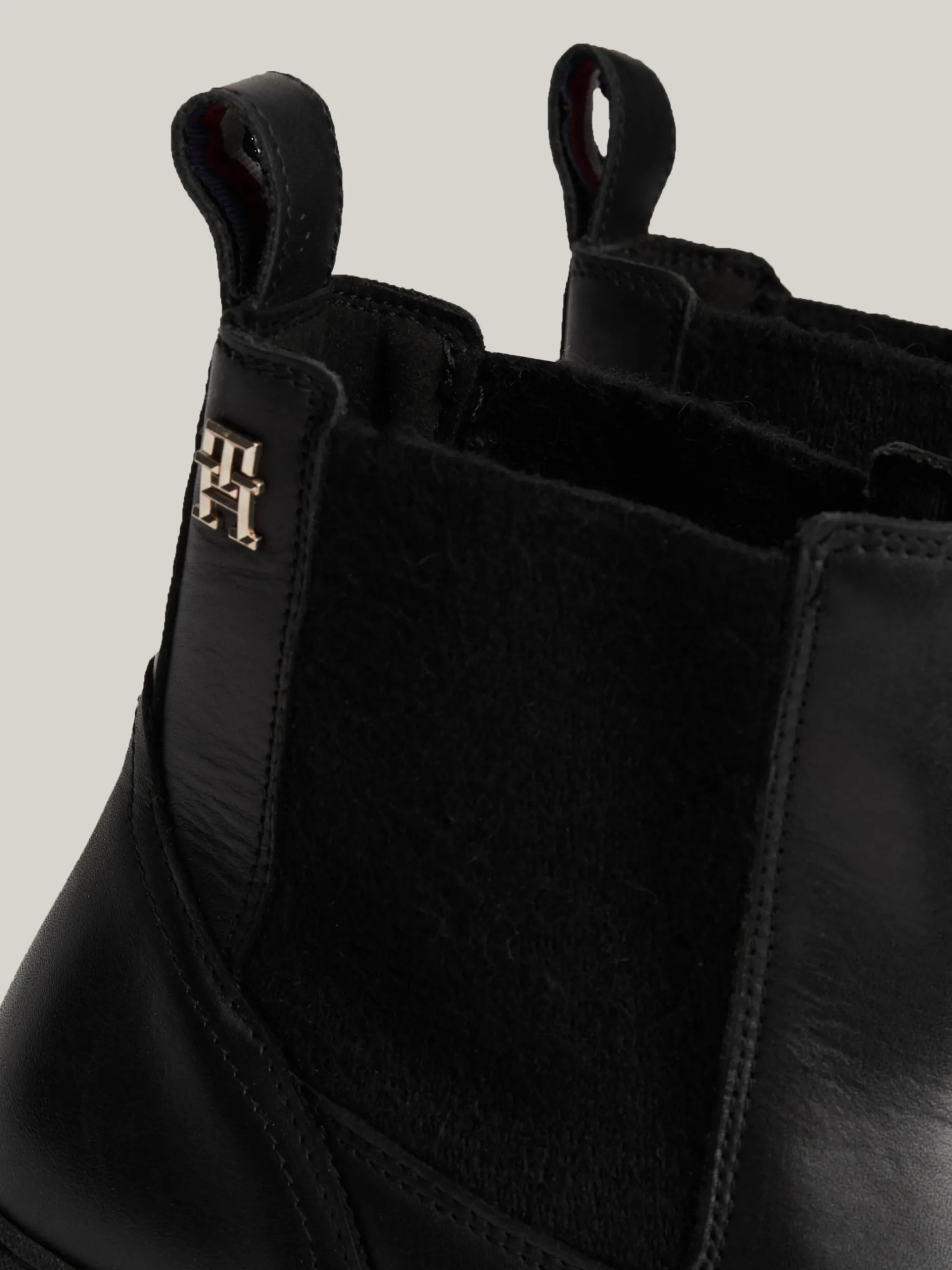 Chelsea Boots|Botki*Tommy Hilfiger Skórzane Sztyblety Z Protektorem TH Monogram BLACK