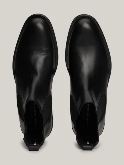 Sztyblety|Buty*Tommy Hilfiger Skórzane Sztyblety Z Sygnowaną Tasiemką BLACK