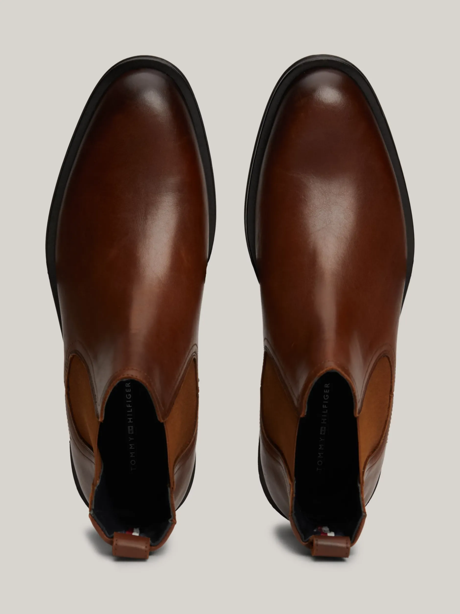 Sztyblety|Buty*Tommy Hilfiger Skórzane Sztyblety Z Sygnowaną Tasiemką WINTER COGNAC