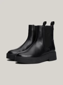 Botki|Chelsea Boots*Tommy Hilfiger Skórzane Sztyblety Z Taśmą Z Logo BLACK