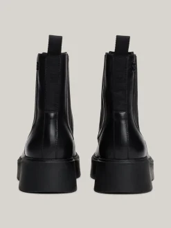 Botki|Chelsea Boots*Tommy Hilfiger Skórzane Sztyblety Z Taśmą Z Logo BLACK