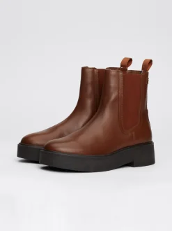 Chelsea Boots|Botki*Tommy Hilfiger Skórzane Sztyblety Z Taśmą Z Logo COGNAC BROWN