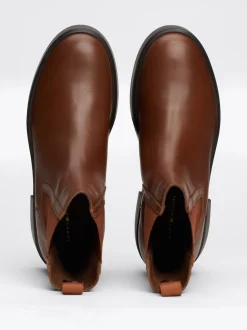 Chelsea Boots|Botki*Tommy Hilfiger Skórzane Sztyblety Z Taśmą Z Logo COGNAC BROWN
