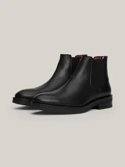 Sztyblety|Buty*Tommy Hilfiger Skórzane Sztyblety Z Tłoczeniem BLACK