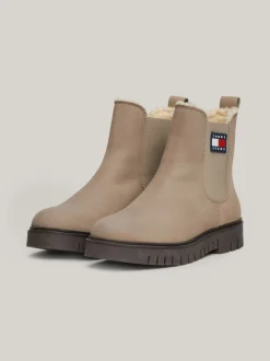 Chelsea Boots|Botki*Tommy Hilfiger Skórzane Sztyblety Z Wyściółką I Protektorem DUSKY TAUPE