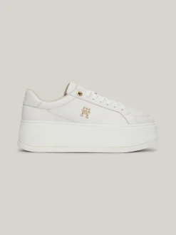 Sneakersy*Tommy Hilfiger Skórzane Tenisówki Casual Na Platformie ECRU