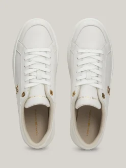 Sneakersy*Tommy Hilfiger Skórzane Tenisówki Casual Na Platformie ECRU