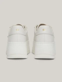 Sneakersy*Tommy Hilfiger Skórzane Tenisówki Casual Na Platformie ECRU