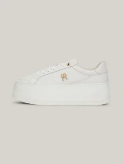Sneakersy*Tommy Hilfiger Skórzane Tenisówki Casual Na Platformie ECRU
