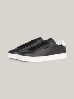 Sneakersy*Tommy Hilfiger Skórzane Tenisówki Na Podeszwie Typu Cupsole BLACK