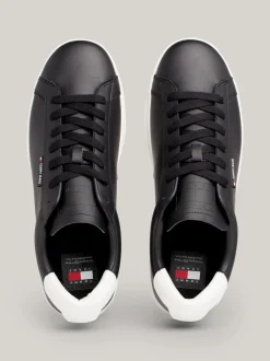 Sneakersy*Tommy Hilfiger Skórzane Tenisówki Na Podeszwie Typu Cupsole BLACK