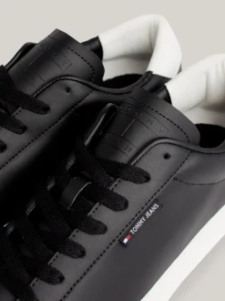 Sneakersy*Tommy Hilfiger Skórzane Tenisówki Na Podeszwie Typu Cupsole BLACK