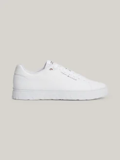 Sneakersy|White Trainers*Tommy Hilfiger Skórzane Tenisówki Typu Court TH Monogram WHITE