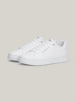 Sneakersy|White Trainers*Tommy Hilfiger Skórzane Tenisówki Typu Court TH Monogram WHITE
