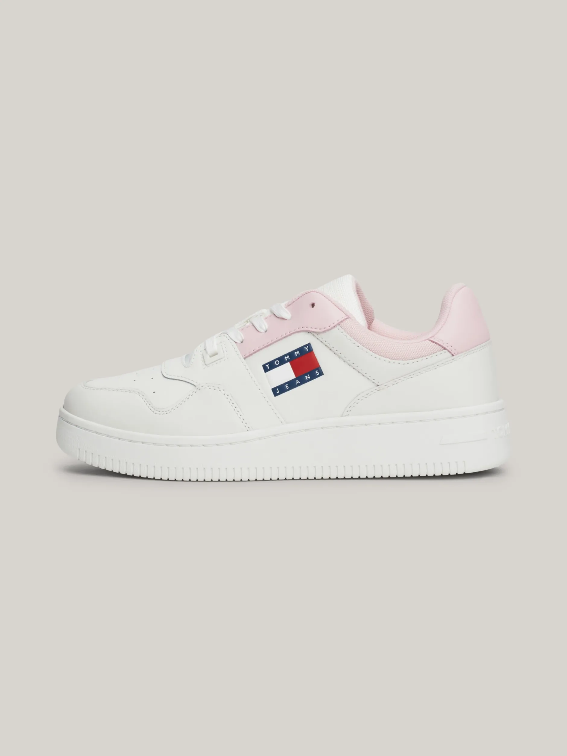 Sneakersy*Tommy Hilfiger Skórzane Tenisówki Z Delikatnym Protektorem MISTY PINK