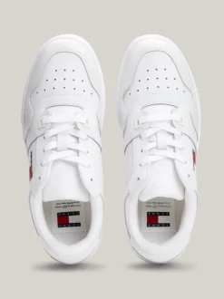 Sneakersy*Tommy Hilfiger Skórzane Tenisówki Z Delikatnym Protektorem WHITE