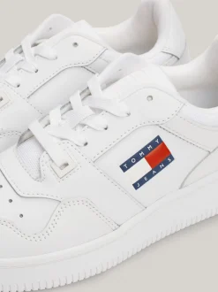 Sneakersy*Tommy Hilfiger Skórzane Tenisówki Z Delikatnym Protektorem WHITE