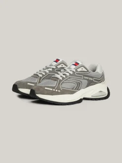 Sneakersy*Tommy Hilfiger Skórzane Tenisówki Ze Wstawkami Z Siateczki ZINC GREY