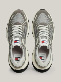 Sneakersy*Tommy Hilfiger Skórzane Tenisówki Ze Wstawkami Z Siateczki ZINC GREY