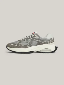 Sneakersy*Tommy Hilfiger Skórzane Tenisówki Ze Wstawkami Z Siateczki ZINC GREY