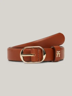 Paski*Tommy Hilfiger Skórzany Pasek Casual Z Owalną Sprzączką COGNAC