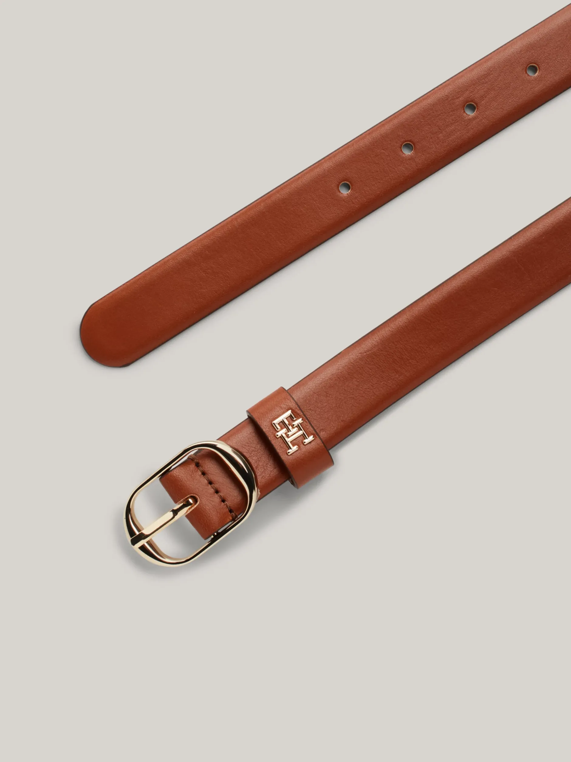 Paski*Tommy Hilfiger Skórzany Pasek Casual Z Owalną Sprzączką COGNAC